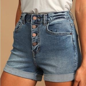 O’Neill Kelsey Medium Wash High-Rise Cuffed Denim Shorts